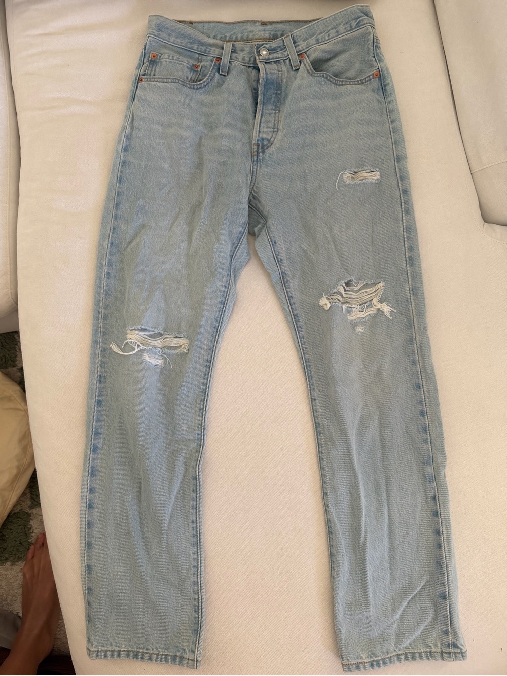 Levi's Light Blue Distressed Ankle Jeans